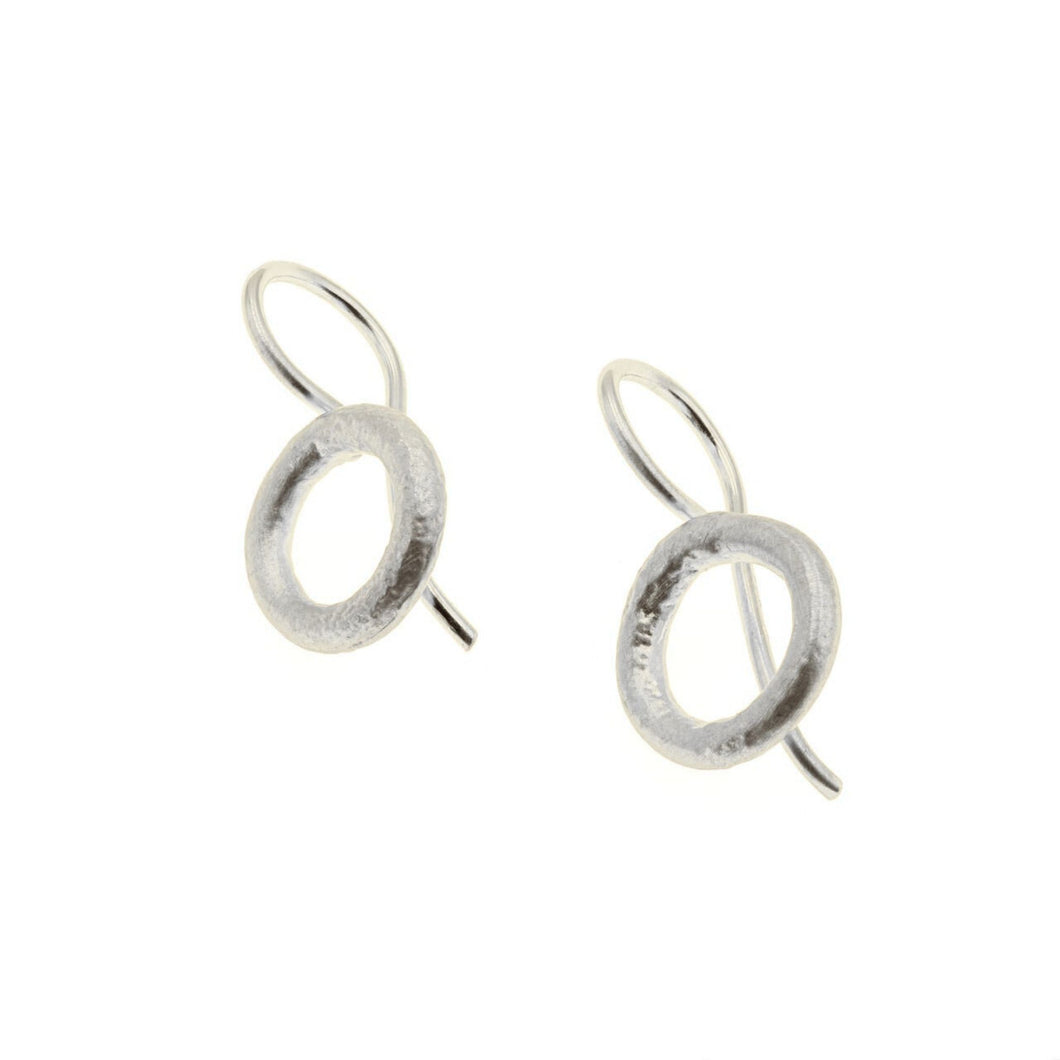 Textured Sterling Silver Circle Hook Earrings