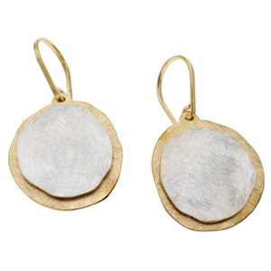 Circular Shepherds Hook Silver and Vermeil Earrings