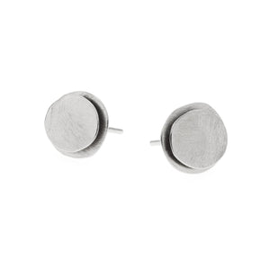 Small Circle Mounted Sterling Silver Earrings
