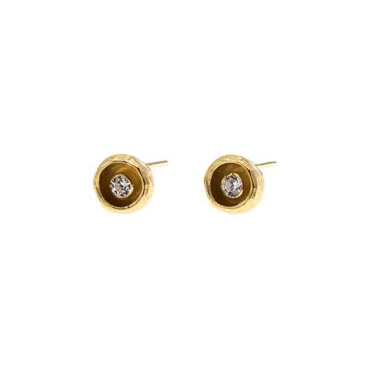 Gold Vermeil Stud Earrings with White Topaz