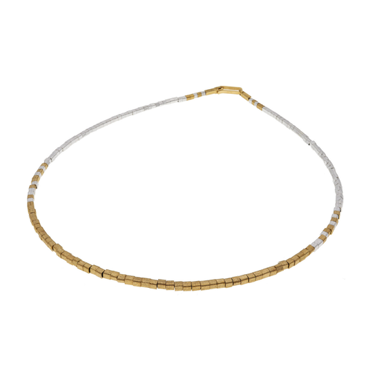Sterling Silver & Gold Vermeil Geometric Cube Necklace