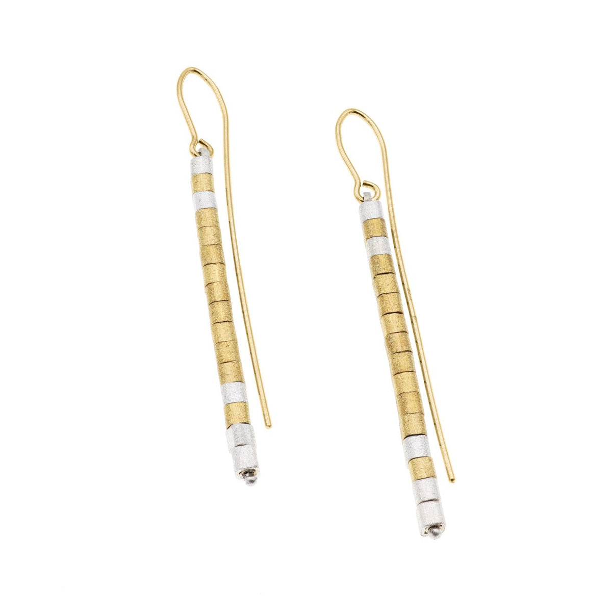 Gold Vermeil and Sterling Silver Cube Bead Drop Earrings