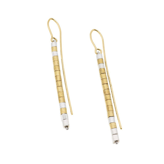 Gold Vermeil and Sterling Silver Cube Bead Drop Earrings