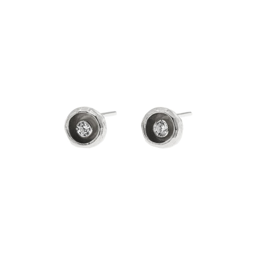 Sterling Silver Stud Earrings with Cubic Zirconia