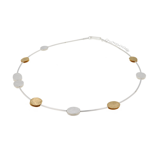 Mixed Sterling Silver and Gold Vermeil Pebbles Necklace