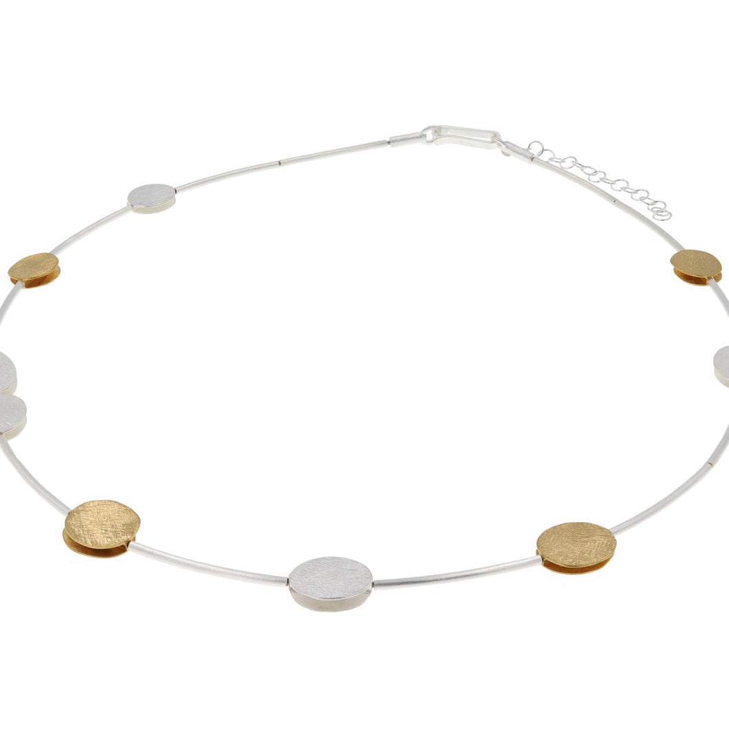 Mixed Sterling Silver and Vermeil Pebbles Necklace