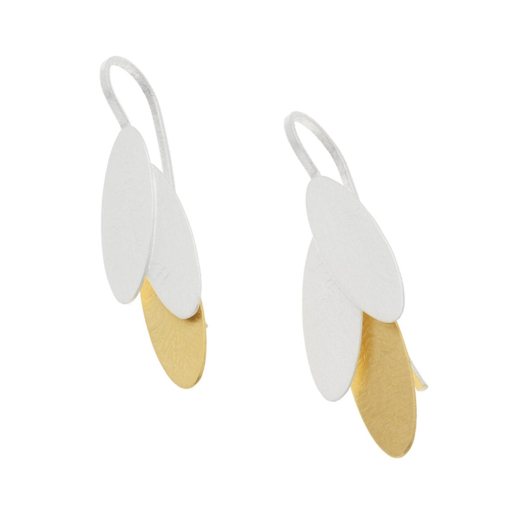 Two Tone Gold Plated and Silver Leaf Earrings