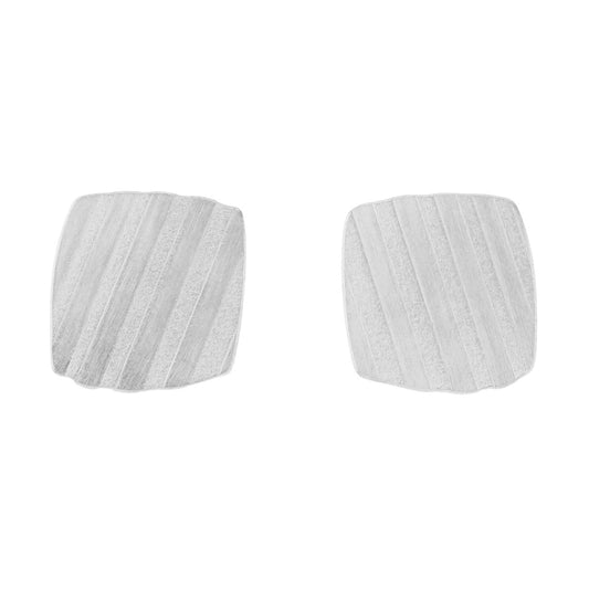 Sterling Silver Textured Square Stud Earrings