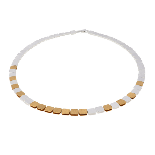 Sterling Silver and Gold Vermeil Graduated Cube Necklace