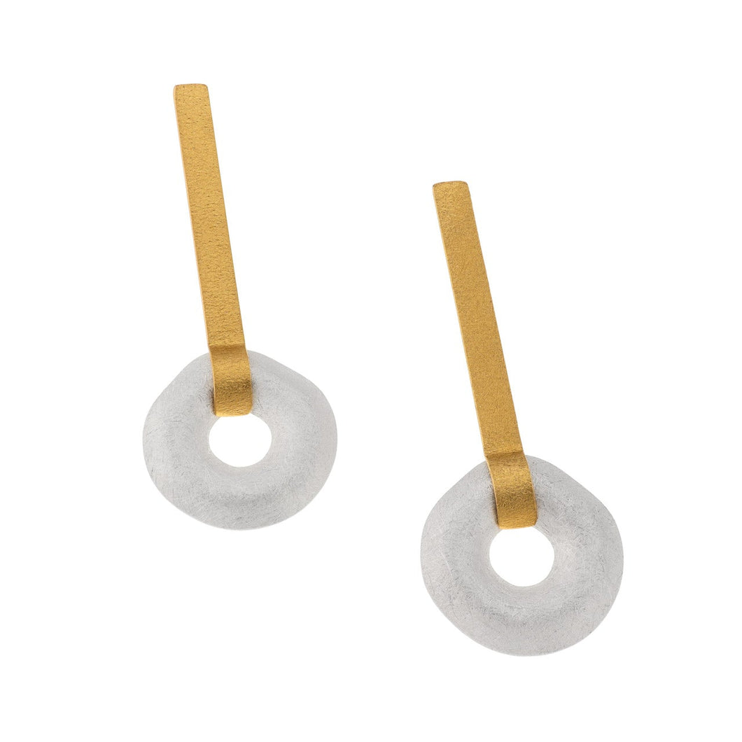 Silver and Gold Vermeil Donut Drop Earrings