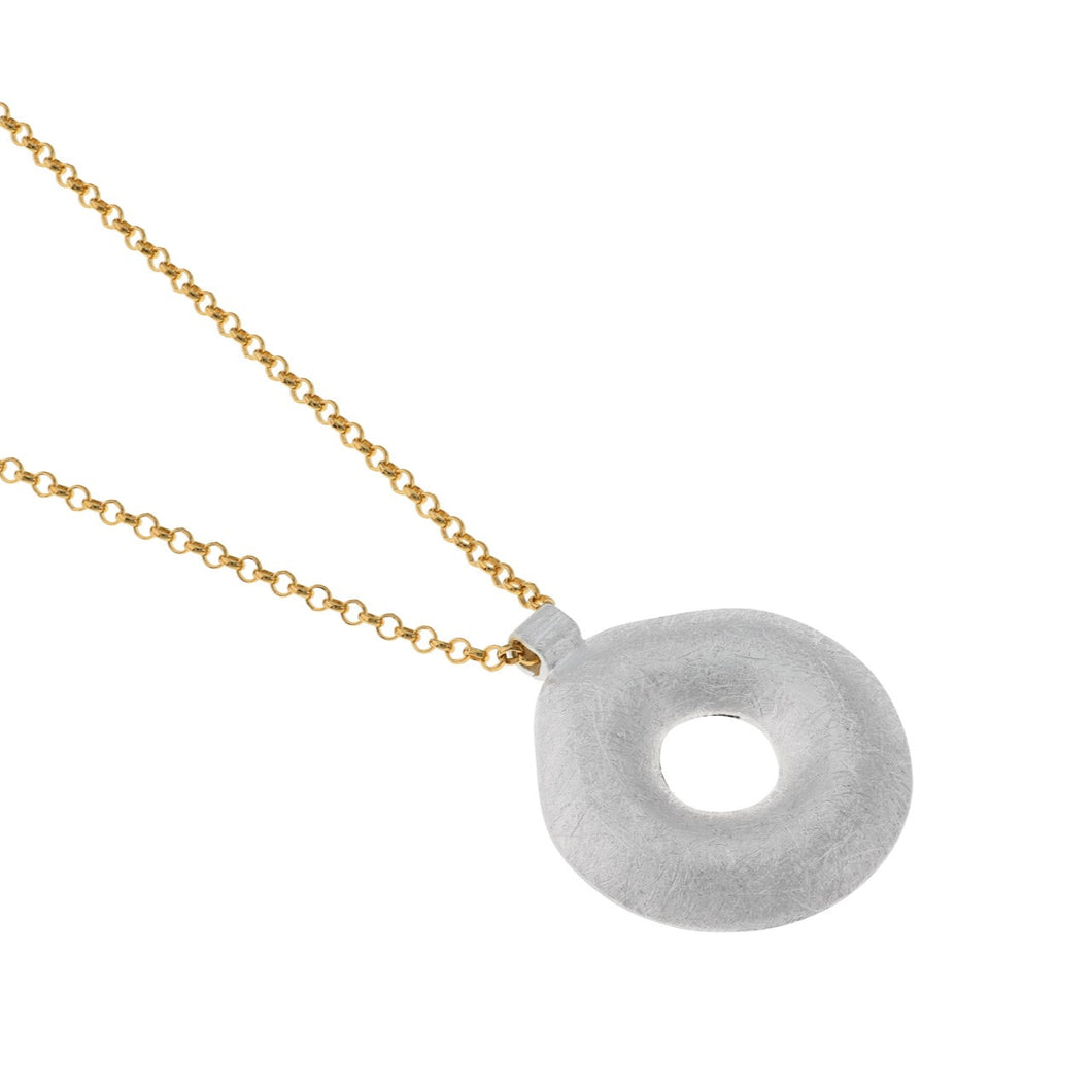 Donut Pendant – Sterling Silver with Vermeil Chain