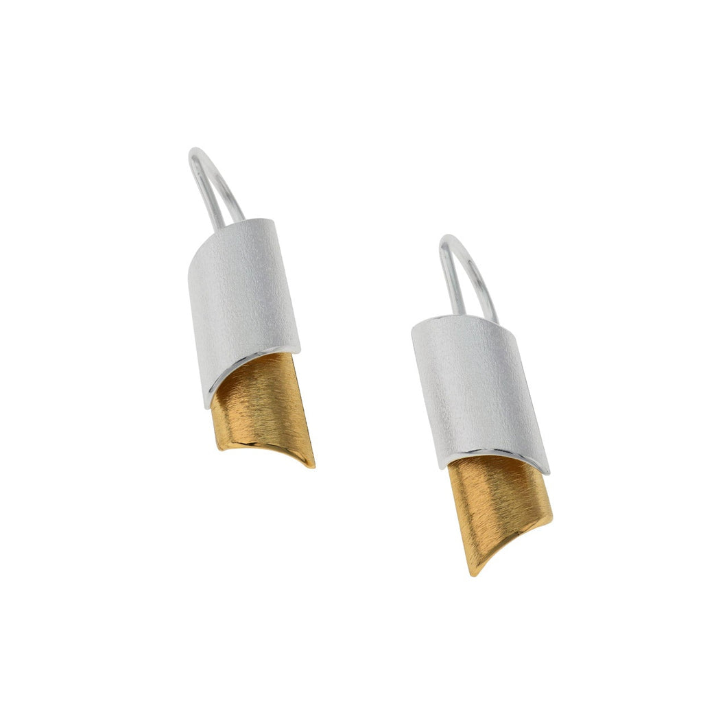Gold Vermeil and Silver Cannolini Hook Earrings
