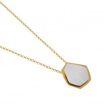 Two Tone Geometric Pendant Necklace in Sterling Silver & Gold Vermeil