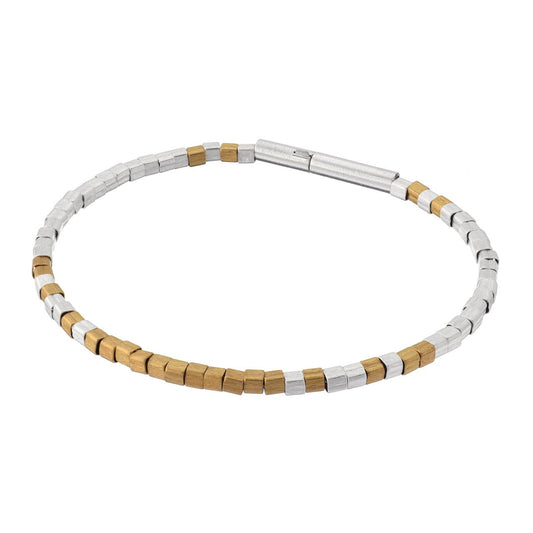 Sterling Silver and Gold Vermeil Geometric Cube Bracelet