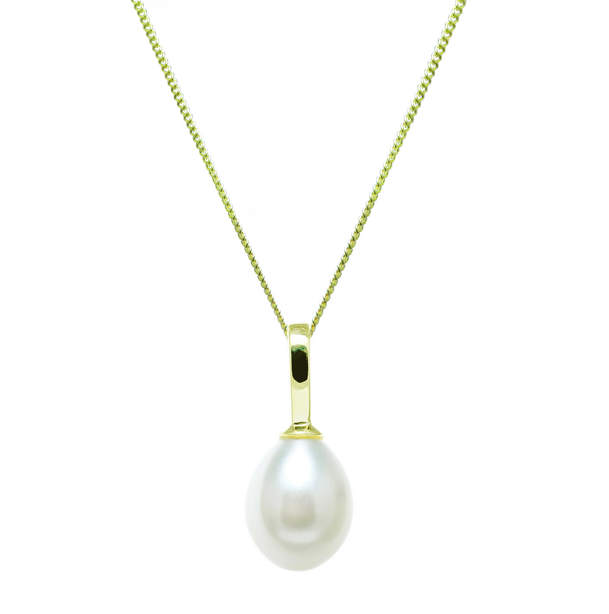 9ct Yellow Gold and White Cultured Pearl Teardrop Pendant