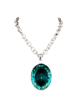 Load image into Gallery viewer, Sterling Silver Large Oval Aqua coloured Pendant

