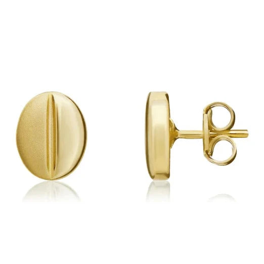 9ct Yellow Gold Polished / Satin Coffee Bean Studs