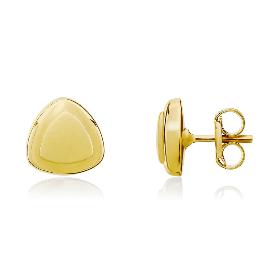9ct Yellow Gold Satin Triangle Stud Earrings
