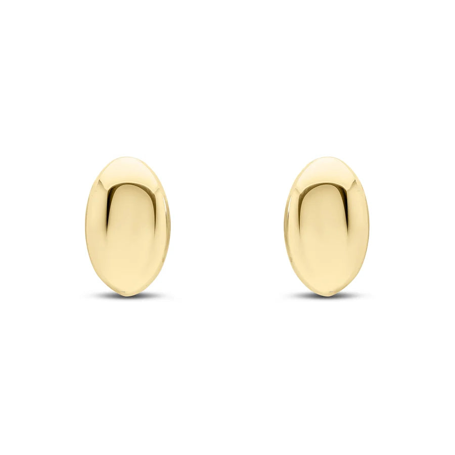9ct Yellow Gold Oval Domed Stud Earrings, view 2