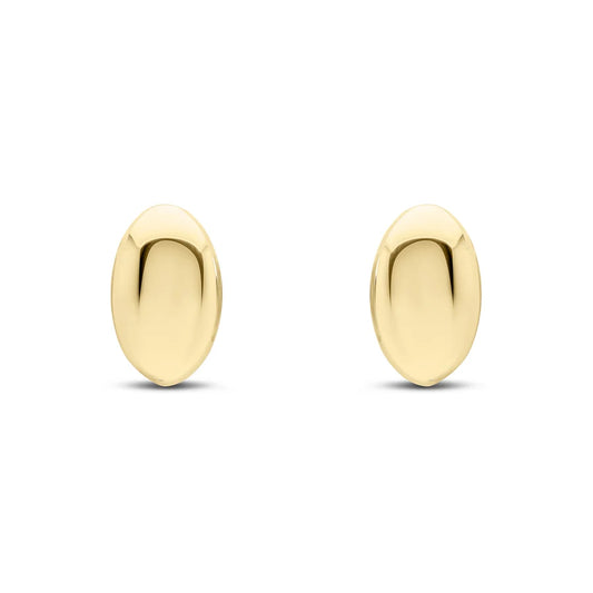 9ct Yellow Gold Oval Domed Stud Earrings, view 2