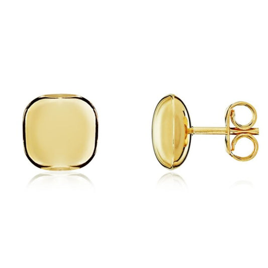 9ct Yellow Gold polished finish cushion shaped stud earrings