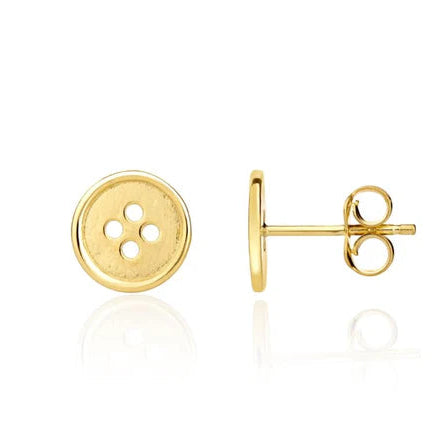 9ct Yellow Gold Button stud Earrings 9mm