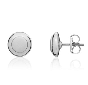 9ct  White Gold round stud earrings with shiny and polished finish