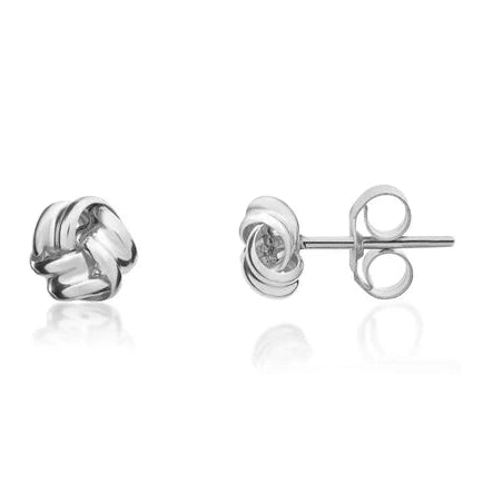 9ct White Gold mini knot stud Earrings