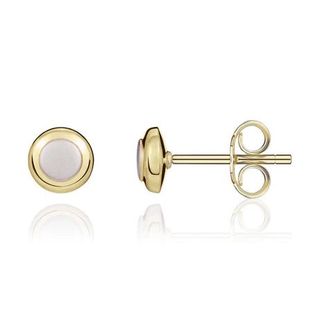 9ct 2 colour Gold Polished satin round Studs 7mm