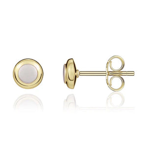 9ct 2 colour Gold Polished satin round Studs 7mm
