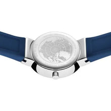 Load image into Gallery viewer, Bering Classic Watch with polished silver case and Dark Blue Silicon strap
