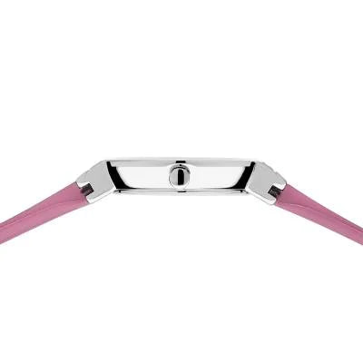 Bering Classic Watch with polished silver case and Pink Silicon strap, view 6