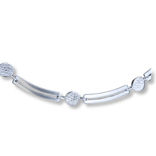 Load image into Gallery viewer, Sterling Silver Box Link Collar Necklace with Cubic Zirconia Discs
