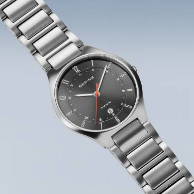 Bering Titanium Brushed Silver Coloured Sunray Dial Mens Watch, view 4