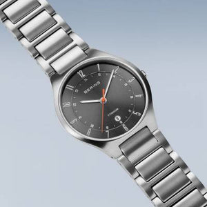 Bering Titanium Brushed Silver Coloured Sunray Dial Mens Watch