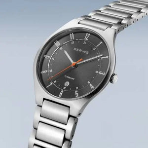 Bering Titanium Brushed Silver Coloured Sunray Dial Mens Watch