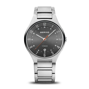 Bering Titanium Brushed Silver Coloured Sunray Dial Mens Watch