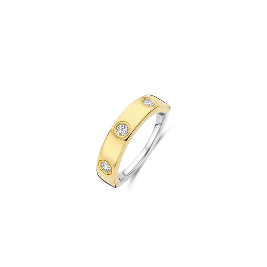 Ti Sento Classic Sterling Silver Vermeil & Cz Ring