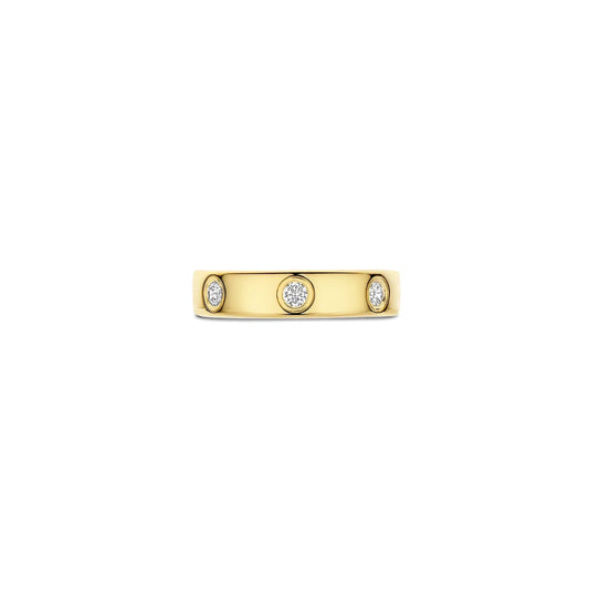 Ti Sento Classic Sterling Silver Vermeil & Cz Ring, view 3