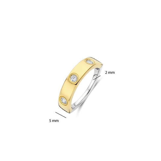 Ti Sento Classic Sterling Silver Vermeil & Cz Ring, view 4