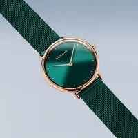 Classic polished Ultra Slim polished rose gold Ladies Bering Watch, view 2