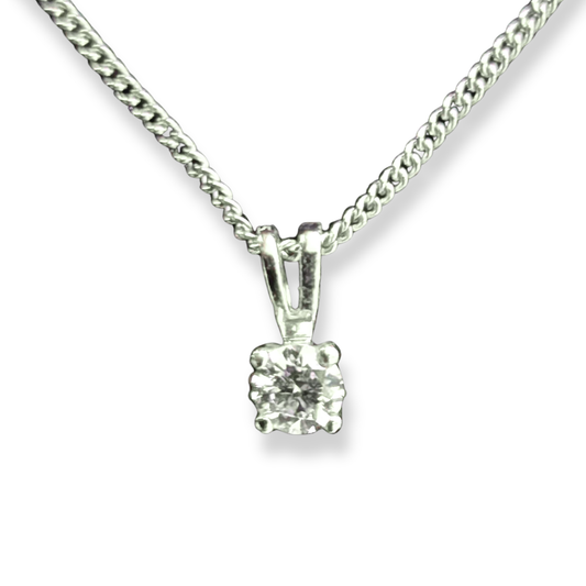 18ct White Gold Round Brilliant Cut Diamond Pendant 0.15ct