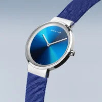 Classic polished silver Aurora Borealis dial Ladies Bering Watch