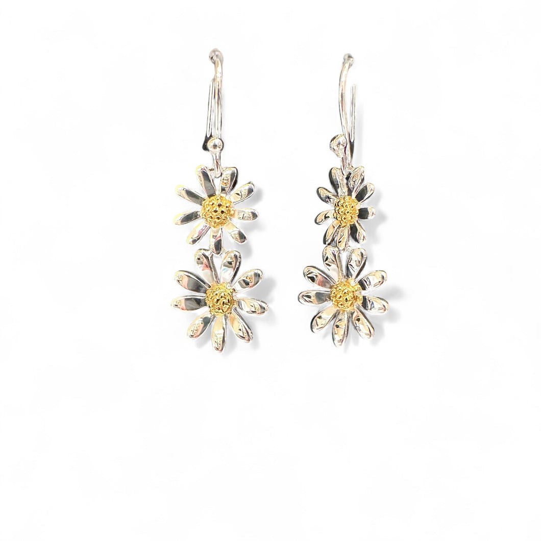 Sterling Silver Daisy Drop Earrings