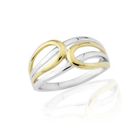 9ct White and Yellow Gold open design ring