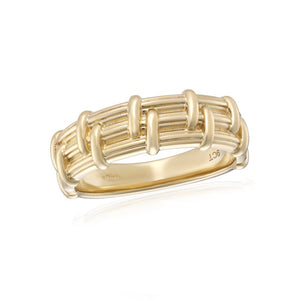 9ct Yellow Gold cross hatch weave ring