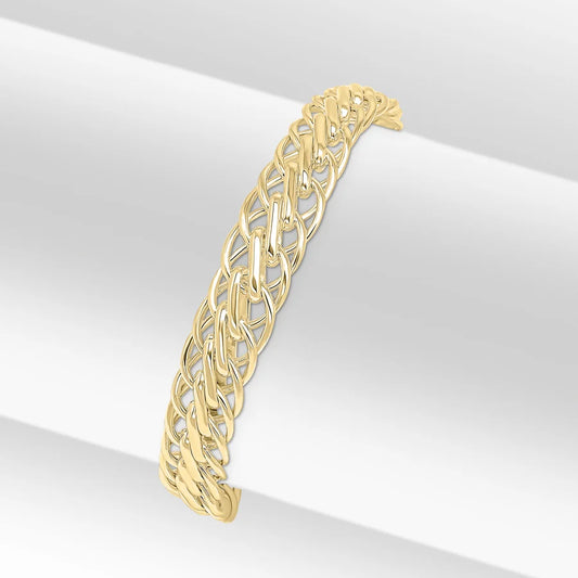 Gold Vermeil 9mm Handmade Flat Spiga Bracelet 7.5"