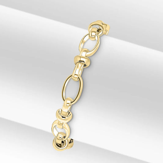 Gold Vermeil 8.5mm Handmade Oval Pinch Chain Bracelet
