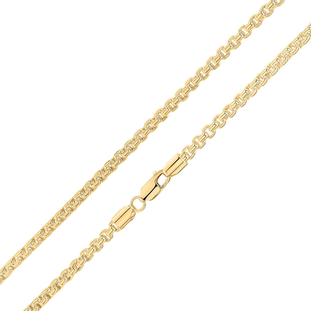 Sterling Silver 18ct Vermeil 4mm Rounded Box Belcher Chain 7.5