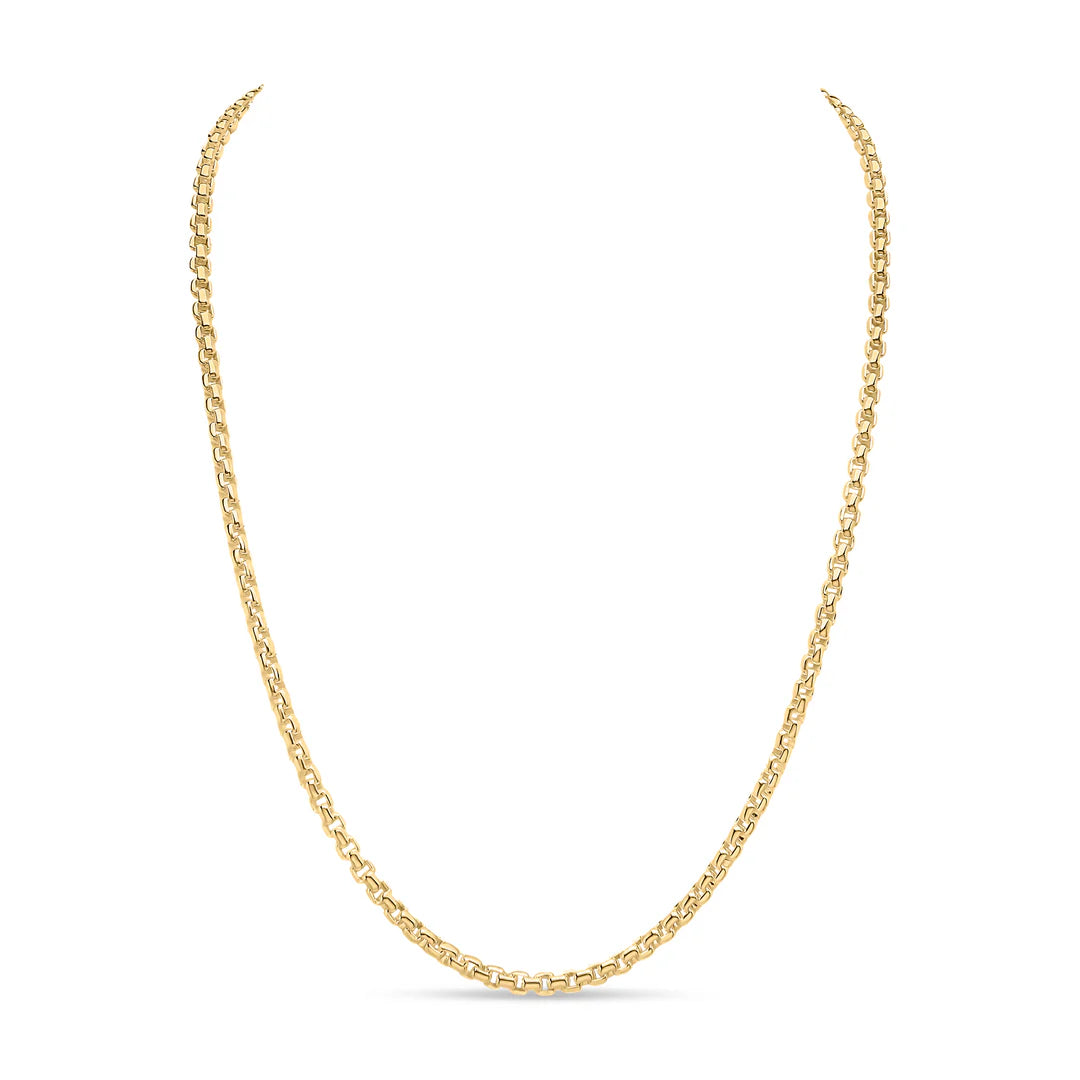 Gold Vermeil 4mm Rounded Box Belcher Chain Necklace